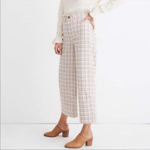 Madewell Emmett Rainbow Plaid Wide Leg Crop Pants 28